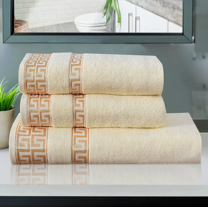 Cream Greek Key - Jacquard Bath Towel