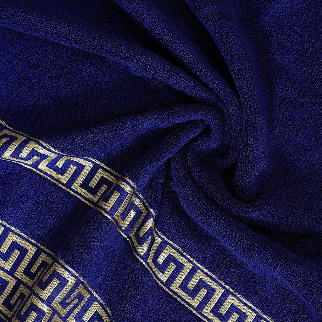 Midnight Blue Greek Key - Jacquard Bath Towel